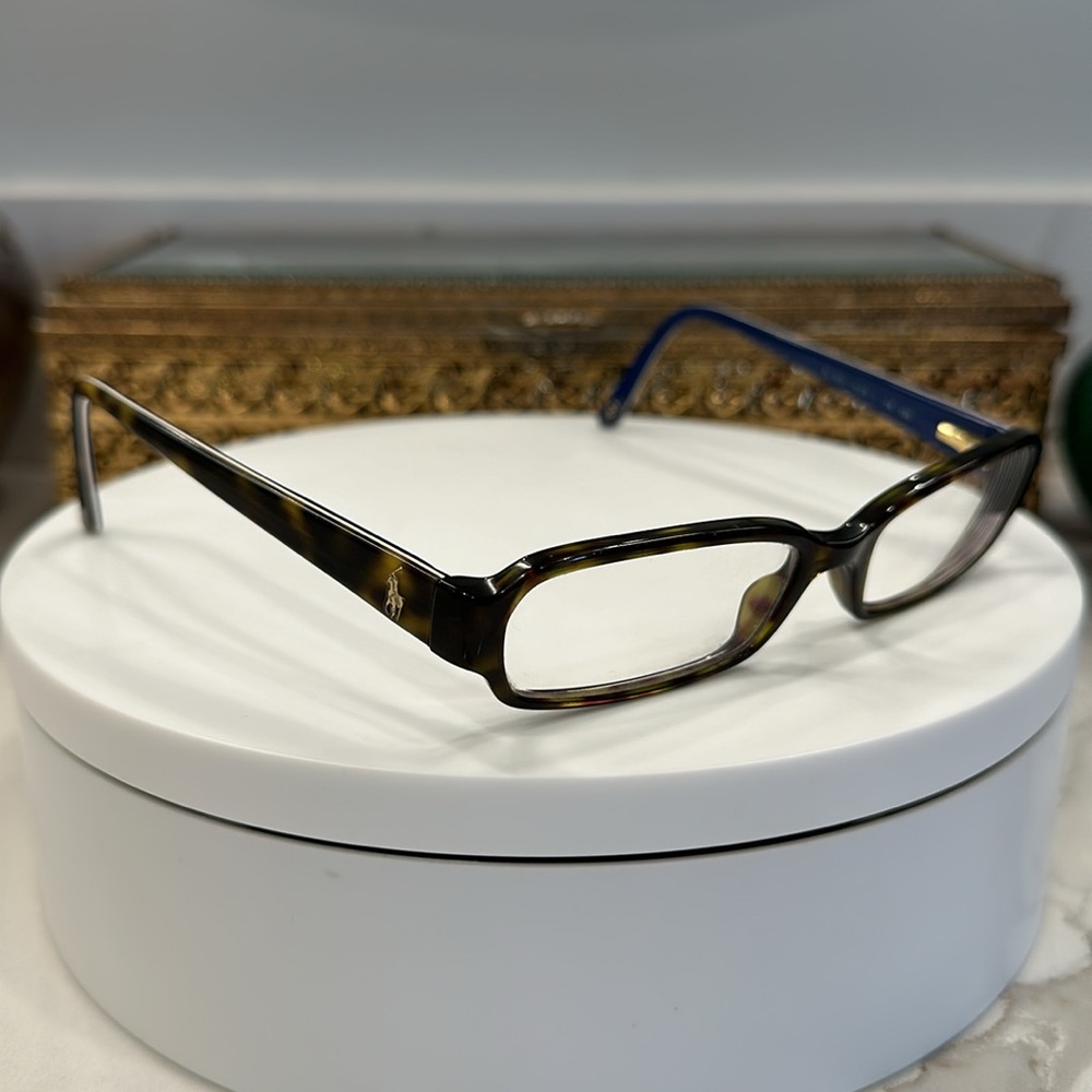 Ralph Lauren - Italy Tortoiseshell Rx Eyeglass Frames/Blue Int Arms EUC w/ Case